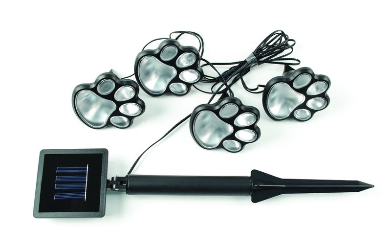 IdeaWorks JB7356 Dog Paw Solar Lights Outdoor Panels - Bright Energy Efficient and Perfect for your Garden - 4 pc Set, Black - Image 1